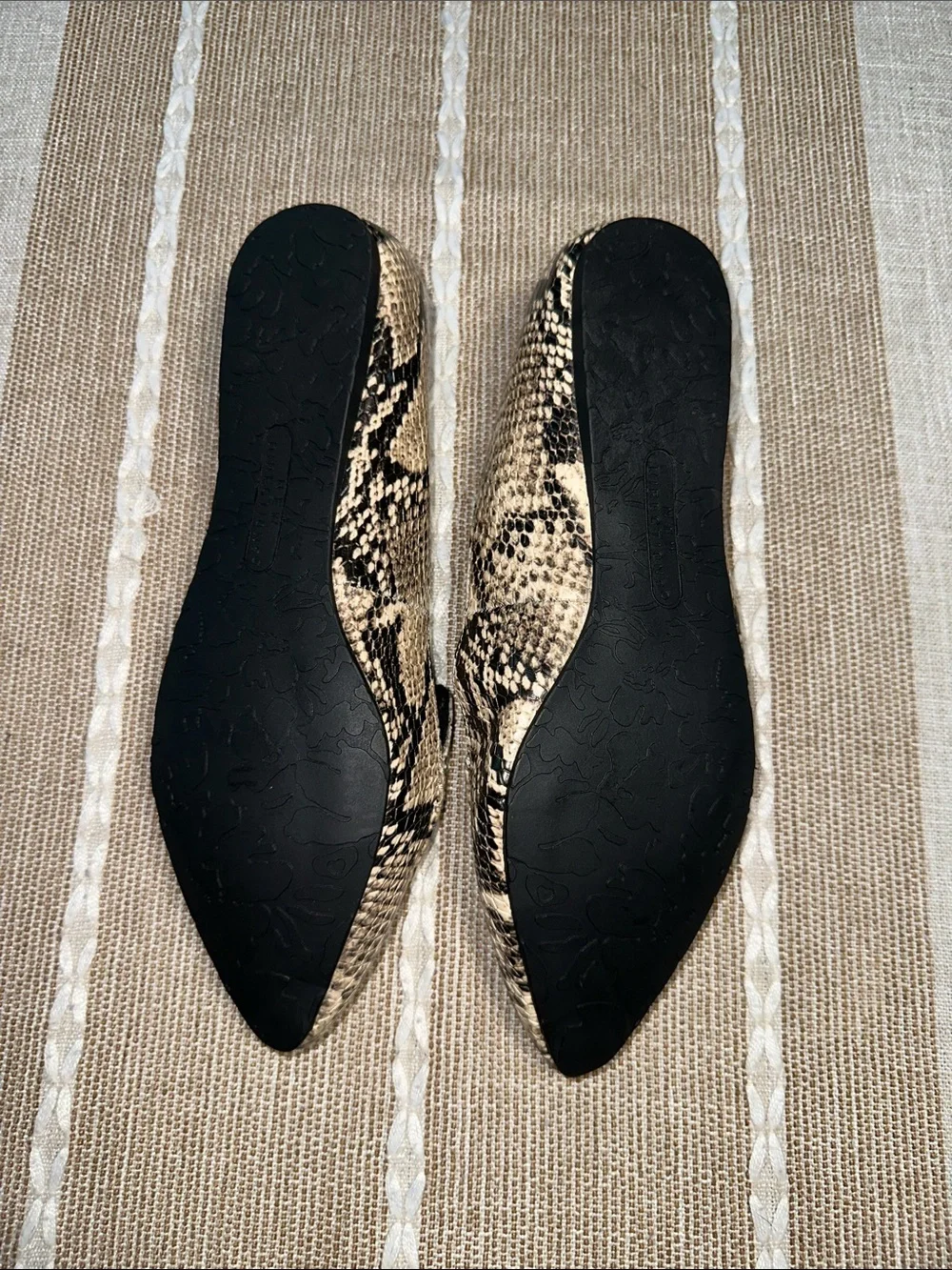 new directions Neutral Snakeskin Pointed Slip-On Flats